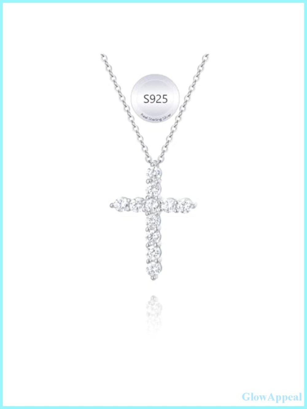 Dainty CZ Sterling Silver Cross Necklace for Women
